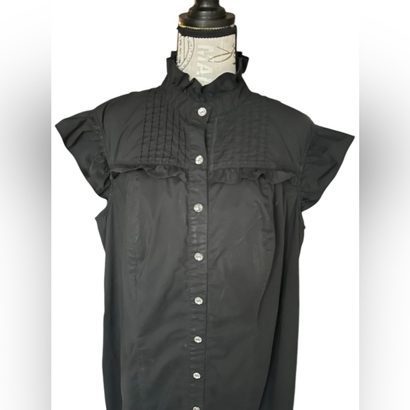 Baby Phat Y2K vintage black button up midi dress with ruffled cap sleeve size 1X - Picture 2 of 14